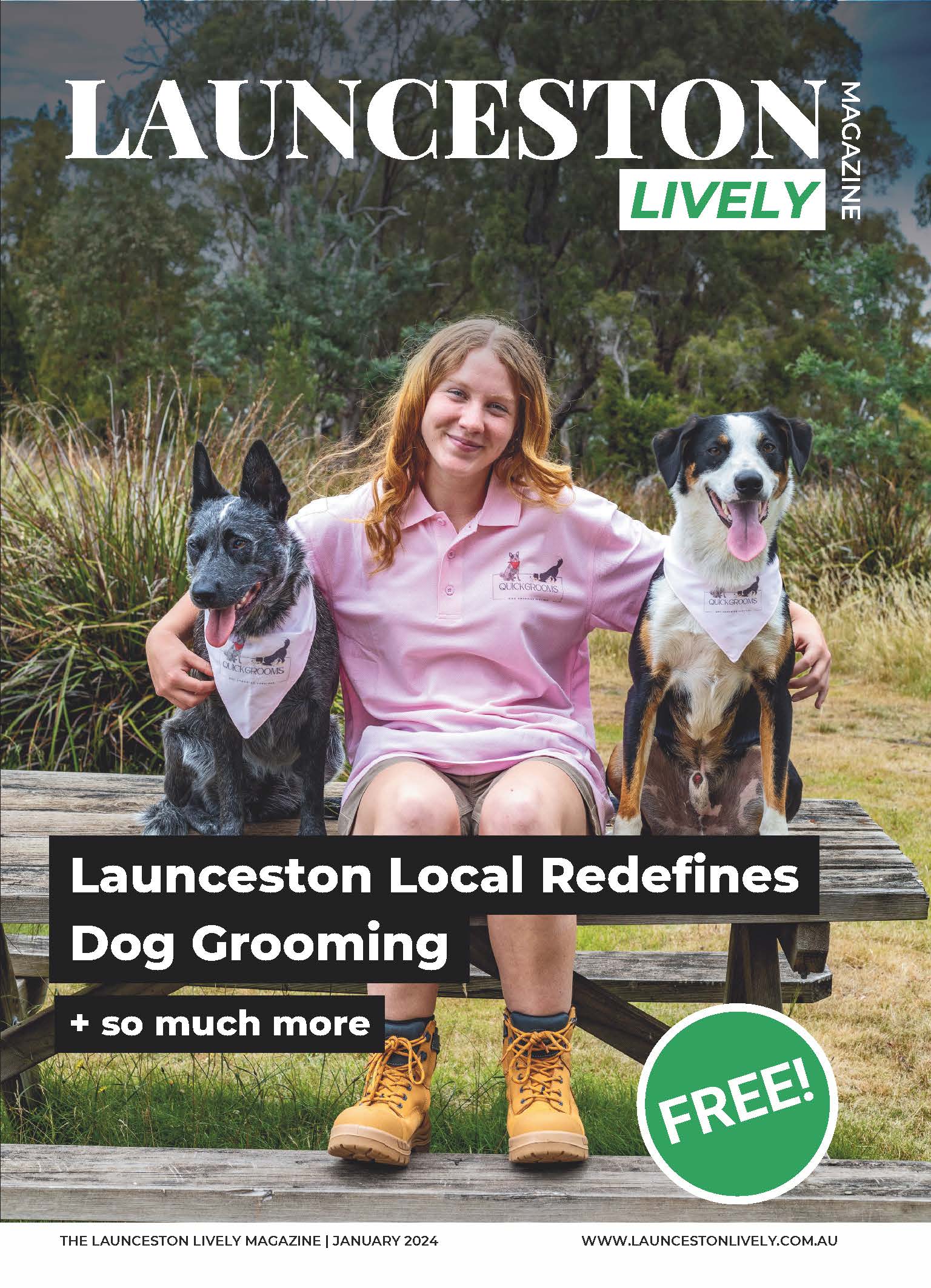 Front Page of the Launceston Lively Magazine, January 2024 edition. Launceston Magazine Front Cover